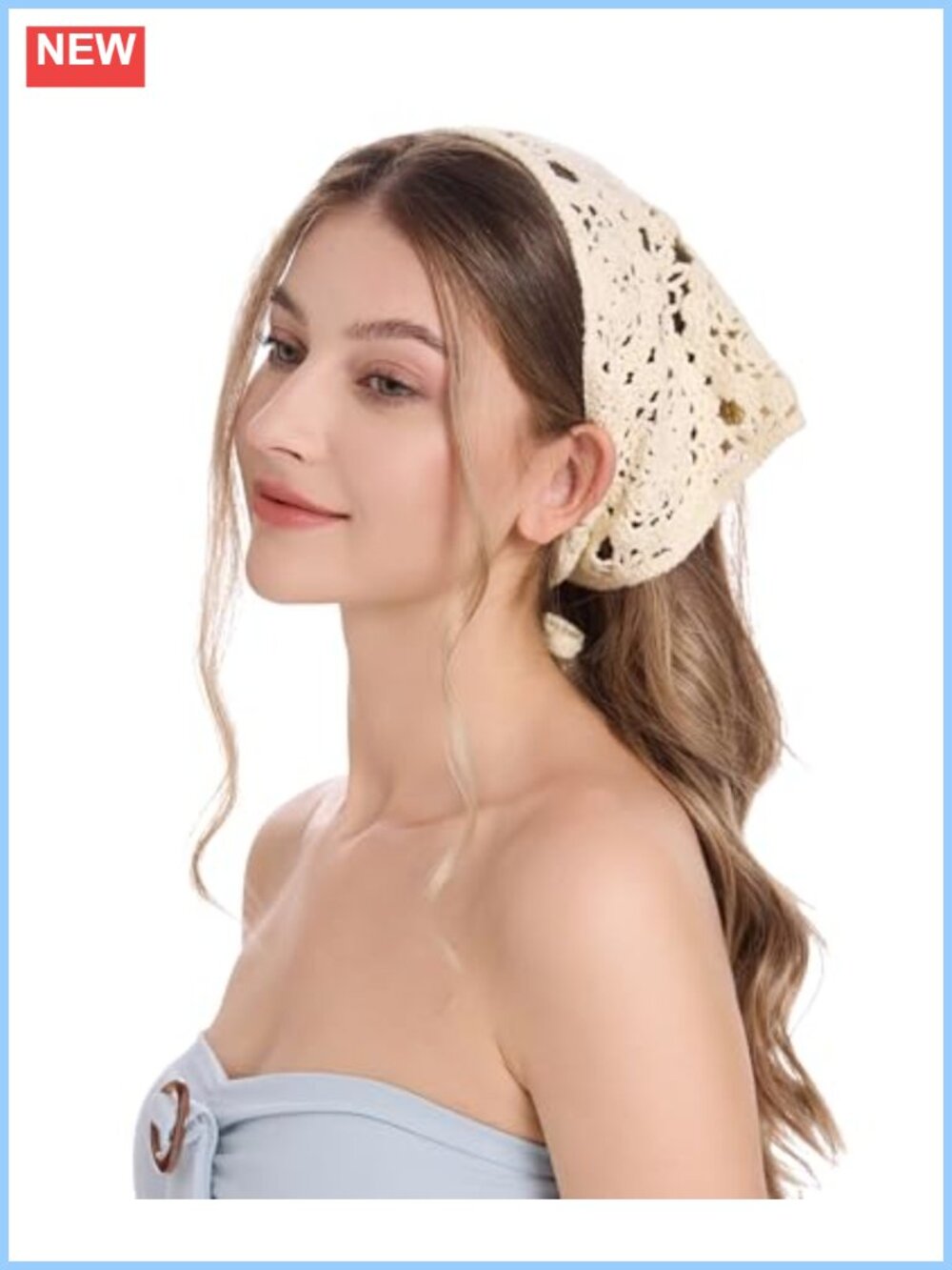 Handmade Cotton Crochet Triangle Head Scarf Knit Hair Bandana